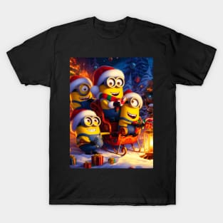 Merry Minions: Festive Christmas Art Prints Featuring Whimsical Minion Designs for a Joyful Holiday Celebration! T-Shirt